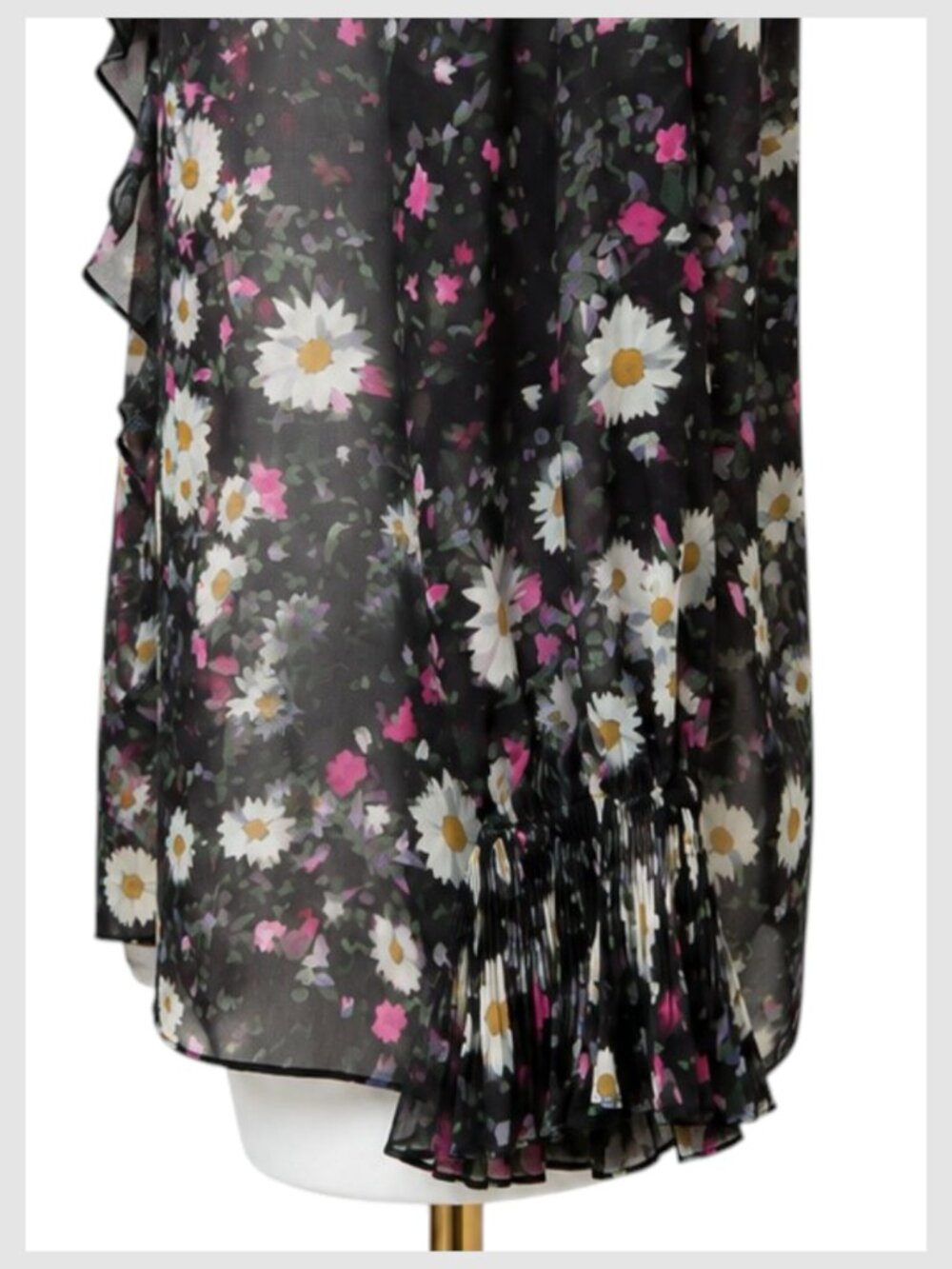 Kobi Halperin Sydney Blouse Black Pink White Multi Floral Chiffon Size L - Picture 7 of 11